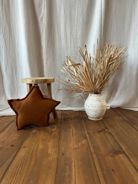 Dark Carmel Muslin Star Pillow Kids Room Decor - image 1