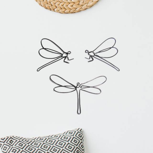 Dragonfly Sign Metal Wall Art, Dragonfly Gift Wire Art Decor, Dragonflies Home Decor Hangings Housewarming One Line - image 1