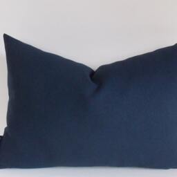 Navy Blue Cotton Canvas Lumbar Pillow Cover - All Sizes - thumbnail 3