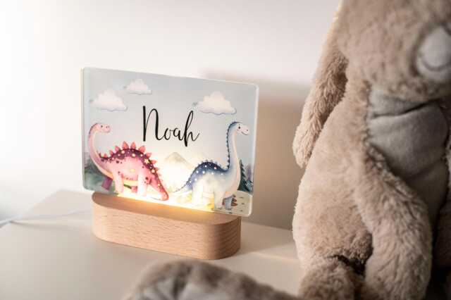 Personalised Dinosaur Night Light, Boys Bedroom D??cor, Bedside Lamp - image 1