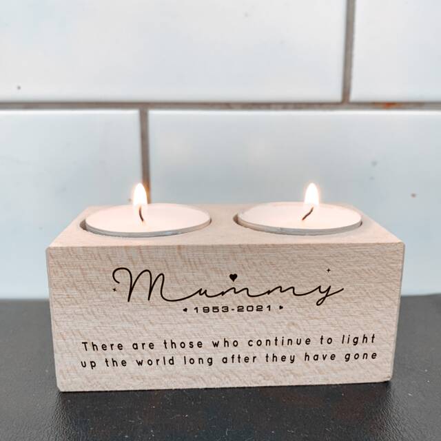 Personalised in Loving Memory Tealight Holder/Wooden Engraved Condolence Candle Remembrance Gift For Funeral Anniversary Christmas - image 1