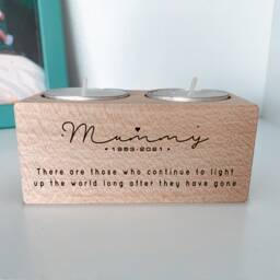 Personalised in Loving Memory Tealight Holder/Wooden Engraved Condolence Candle Remembrance Gift For Funeral Anniversary Christmas - thumbnail 3