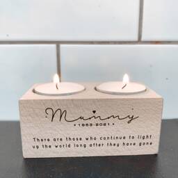 Personalised in Loving Memory Tealight Holder/Wooden Engraved Condolence Candle Remembrance Gift For Funeral Anniversary Christmas - thumbnail 1