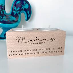 Personalised in Loving Memory Tealight Holder/Wooden Engraved Condolence Candle Remembrance Gift For Funeral Anniversary Christmas - thumbnail 2