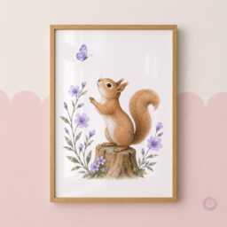 Woodland Nursery Prints - Girls Personalised Print Set Of 3, Purple Wildflower Bedroom Wall Art - thumbnail 3