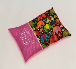 "Personalized Baby Girl Pillow ""Elephant Brown Pink" - thumbnail 1