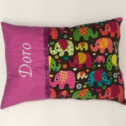 "Personalized Baby Girl Pillow ""Elephant Brown Pink" - thumbnail 2