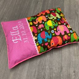 "Personalized Baby Girl Pillow ""Elephant Brown Pink" - thumbnail 3
