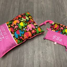 "Personalized Baby Girl Pillow ""Elephant Brown Pink" - thumbnail 4