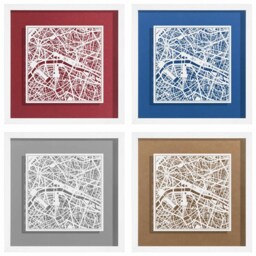 Paris Paper Cut Map Framed, White Map, Frame, 9x9 Inches, Gift Boxed, 4 Background Color, Self-Changing, Art - thumbnail 3