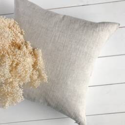 Light Gray Linen Pillow Case/Linen Natural Melange Throw Cover/Heavyweight Sham/Decoratove Case - thumbnail 3