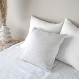 Light Gray Linen Pillow Case/Linen Natural Melange Throw Cover/Heavyweight Sham/Decoratove Case - thumbnail 2