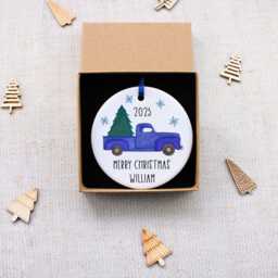 Blue Truck Christmas Decoration, Personalised Car Gift, Vehicle, Pickup Truck, Gift For Driver - thumbnail 4