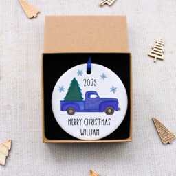 Blue Truck Christmas Decoration, Personalised Car Gift, Vehicle, Pickup Truck, Gift For Driver
