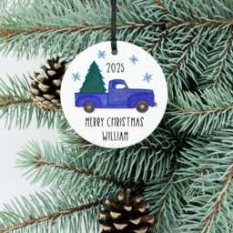 Blue Truck Christmas Decoration, Personalised Car Gift, Vehicle, Pickup Truck, Gift For Driver - thumbnail 3