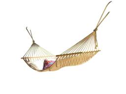Natural Color American Hammock Made With Thick Cotton/Nylon Thread Customs Taxes Included - thumbnail 1