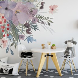 Wild Summer Garden Corners Lavender Pink Wall Decal Flowers Peonies & Blooms Mural Watercolor Flower Frame Canopy Blossoms - thumbnail 2