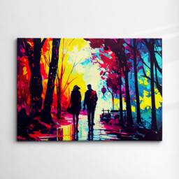 Couple Walking Starry Night Abstract Oil Painting Style Wall Art, Framed Canvas Poster Print, Home Kitchen Office Room Decor, Gifts - thumbnail 3