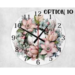 Floral Wreath Glass Clock - 20/30cm Quiet Wall Clock, 10 Designs - thumbnail 4