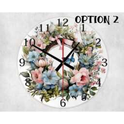 Floral Wreath Glass Clock - 20/30cm Quiet Wall Clock, 10 Designs - thumbnail 3