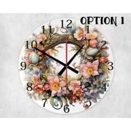 Floral Wreath Glass Clock - 20/30cm Quiet Wall Clock, 10 Designs - thumbnail 2