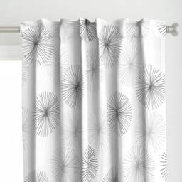 Mod Floral Curtain Panel - Mid Century Modern Minimalist Retro Kitchen Geometric Custom Dandelions Grayscale By Friztin - thumbnail 1
