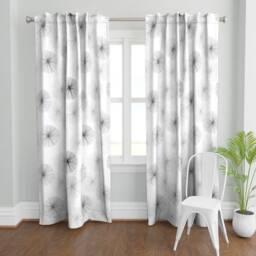 Mod Floral Curtain Panel - Mid Century Modern Minimalist Retro Kitchen Geometric Custom Dandelions Grayscale By Friztin - thumbnail 2