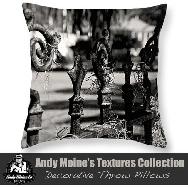 New Orleans Louisiana, Black & White Throw Pillow, Decorative Iron Fence With Spanish Moss, Pillow - image 1