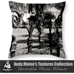 New Orleans Louisiana, Black & White Throw Pillow, Decorative Iron Fence With Spanish Moss, Pillow - thumbnail 1