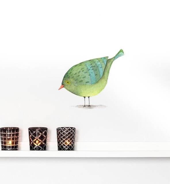 Green Bird Wall Sticker Decal - Dogs & Pets Stickers, Art, Decals, Kids Boys, Girls, Animals Decals