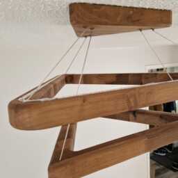 Handcrafted Modern Led Ceiling Light, Walnut Pendant Light Ivylux Trianglux Series - thumbnail 4