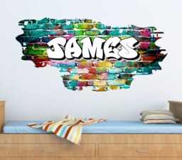 Personalised Graffiti Brick & Name Wall Art Sticker, Decal, Graphic, Transfer Tr45 - thumbnail 1