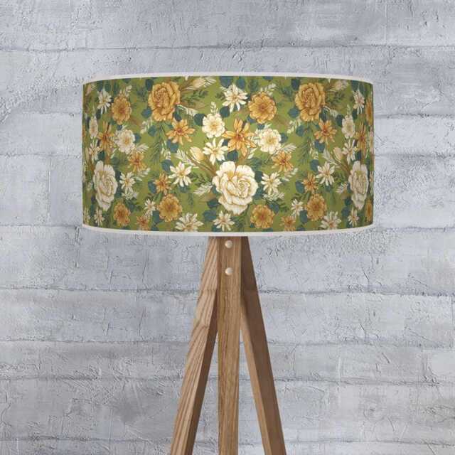 Olive & Green Floral Drum Lampshade Botanical Ceiling Light Shade - image 1