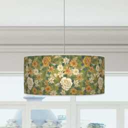 Olive & Green Floral Drum Lampshade Botanical Ceiling Light Shade - thumbnail 3