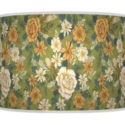 Olive & Green Floral Drum Lampshade Botanical Ceiling Light Shade - thumbnail 2