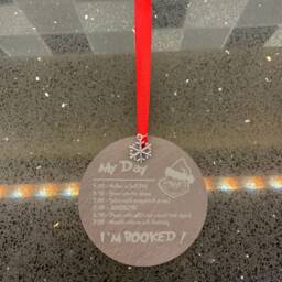 The Grinch Quote My Day - I'm Booked Christmas Tree Bauble Decorations Natural Slate - thumbnail 3