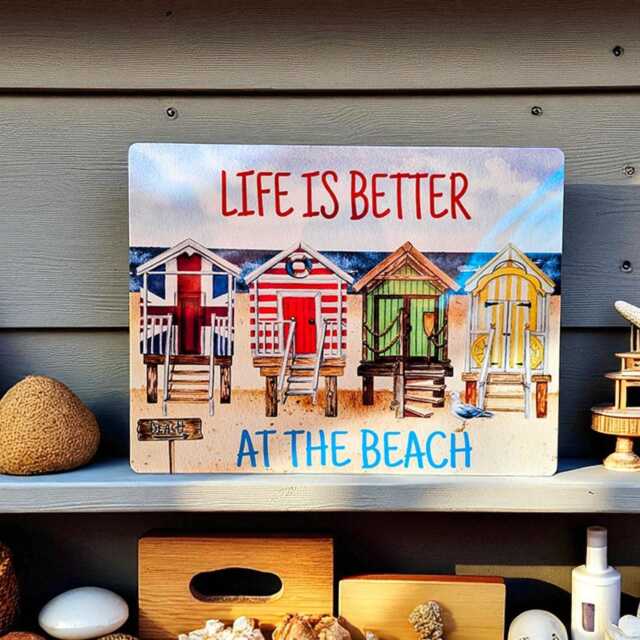 Beach Sign Hut Decor Coastal Home Art Maritime Nautical Rustic Gift - image 1