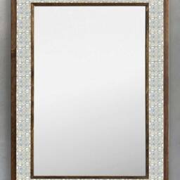 Christmas Gift, New Home Housewarming Natural Stone Wedding Wooden Mirror, Ceramic Decor, Handmade Wall Mirror - thumbnail 2