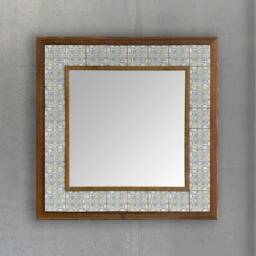 Christmas Gift, New Home Housewarming Natural Stone Wedding Wooden Mirror, Ceramic Decor, Handmade Wall Mirror - thumbnail 3