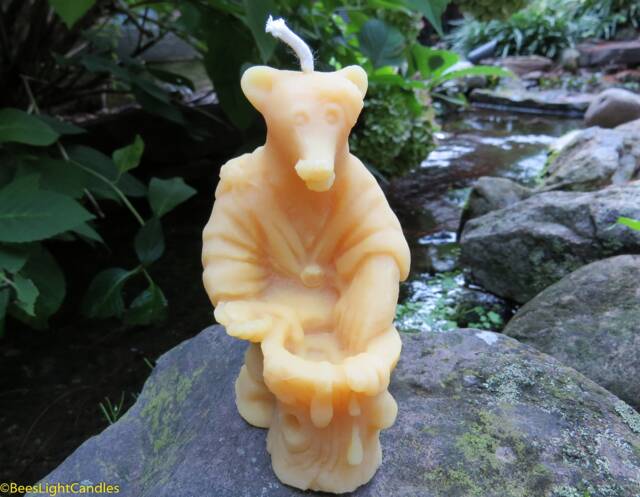 Big Bear With Honey Candle/Made 100% Natural Beeswax Gift Birthday Party Present Animal Bears Bath Robe - image 1