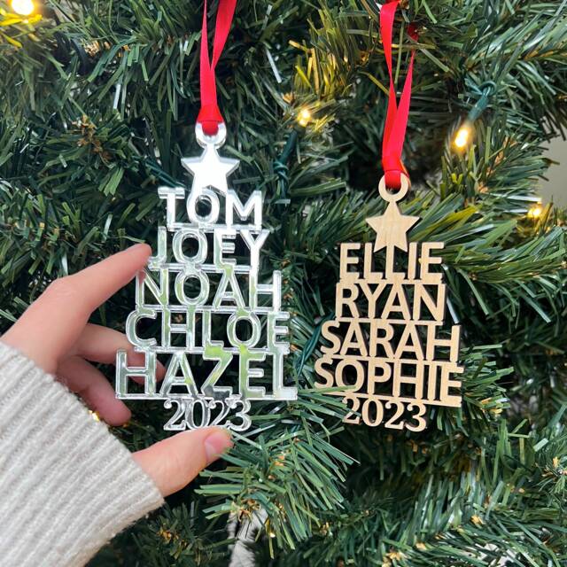 Personalized Family Name Christmas Ornament - Wood Or Acrylic - image 1