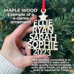 Personalized Family Name Christmas Ornament - Wood Or Acrylic - thumbnail 2