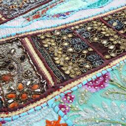 Elephant Tapestry Vintage Patchwork Beaded Wall Hanging - 80x100 Inches - thumbnail 4