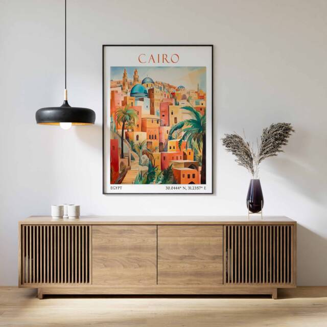 Cairo Travel Print, Poster, Egypt Wall Art, Vacation Vintage Artwork, Gift - image 1