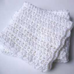 Crochet Baby Blanket White Acrylic Newborn Blanket, Christening Gift - thumbnail 2