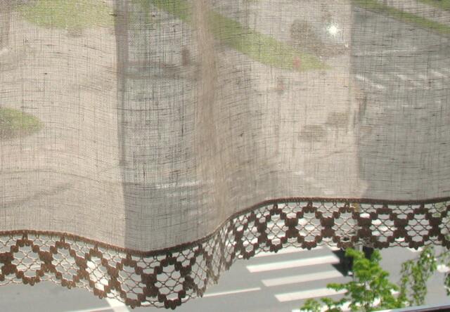 Natural Linen Curtain Vintage Lace Curtains Cafe Washed Gray Kitchen Panels Burlap - image 1