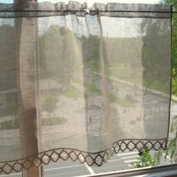 Natural Linen Curtain Vintage Lace Curtains Cafe Washed Gray Kitchen Panels Burlap - thumbnail 2