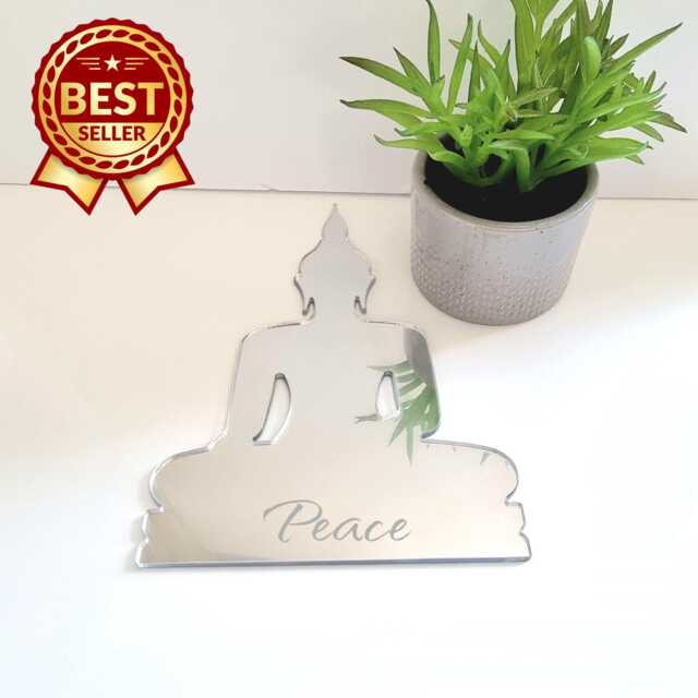 Buddha Acrylic Mirror Wall Art - Personalized Engraving Available - image 1