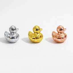 Disco Ball Duck Decor - Mirror Mosaic Statue Silver Gold Rose Home Accent - thumbnail 2