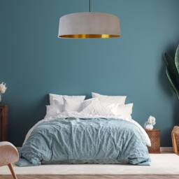 Extra Large Light Grey Velvet Lampshade With Gold Lining Plain Ceiling Lightshade - thumbnail 2